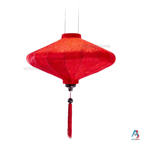 Lampion Asiatique en Soie Rouge de la ville de Hoi An au Vietnam, Lanterne Traditionnel en Tissu, Bambou et Bois |Décoration et Artisanat Asiatique - Article vendu par la Boutique Art-saigon.com