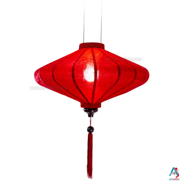 Lampion Asiatique en Soie Rouge de la ville de Hoi An au Vietnam, Lanterne Traditionnel en Tissu, Bambou et Bois |Décoration et Artisanat Asiatique - Article vendu par la Boutique Art-saigon.com
