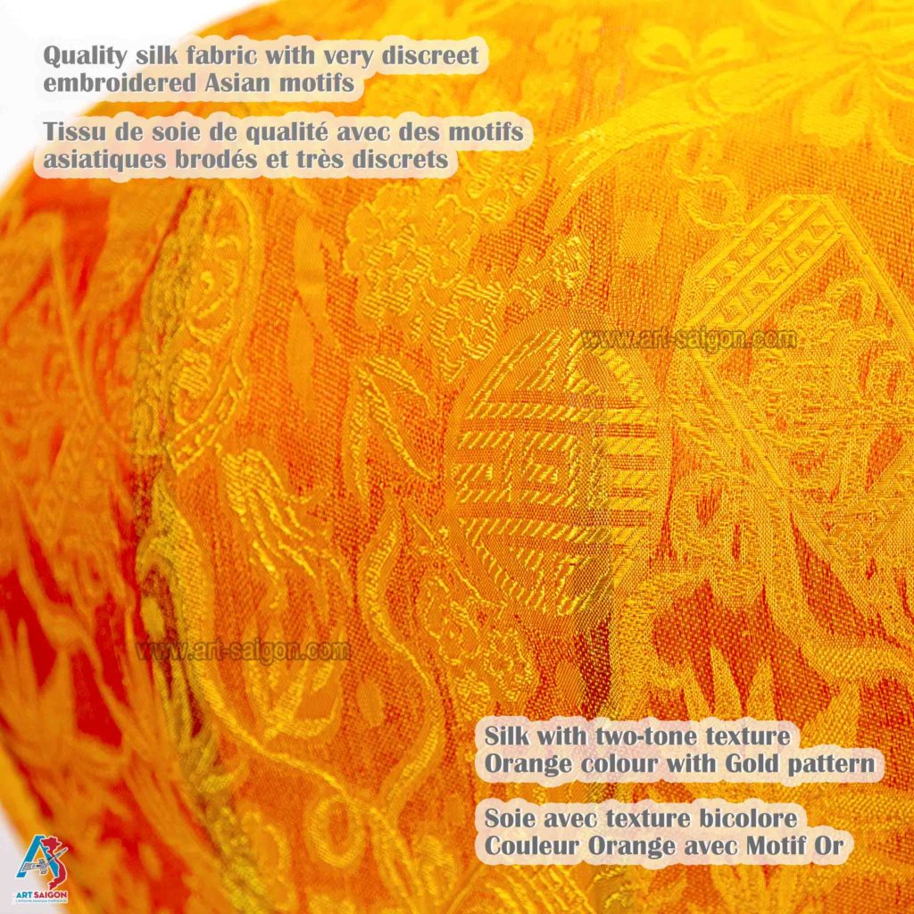 Lampion Asiatique en Soie Orange de la ville de Hoi An au Vietnam, Lanterne Traditionnel en Tissu, Bambou et Bois | Décoration et Artisanat Asiatique - Article vendu par la Boutique Art-saigon.com