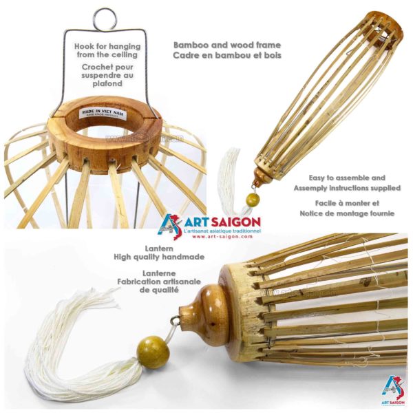 Lampion Asiatique en Bambou et Bois de la ville de Hoi An au Vietnam, Lanterne Traditionnel | Décoration et Artisanat Asiatique - Article vendu par la Boutique Art-saigon.com