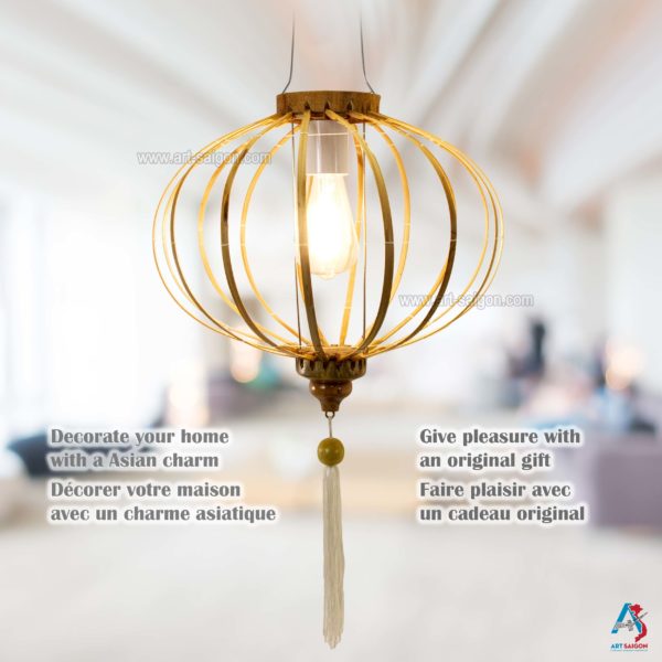 Lampion Asiatique en Bambou et Bois de la ville de Hoi An au Vietnam, Lanterne Traditionnel | Décoration et Artisanat Asiatique - Article vendu par la Boutique Art-saigon.com