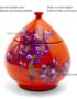 Boîte Cône en Bois Laqué Orange, Motif Fleur de Cerisier Mauve, Fabriqué à la main | Décoration et Artisanat Asiatique - Article vendu par la Boutique Art-Saigon.com
