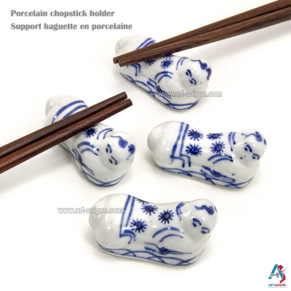 Lot de 4 Porte-Baguettes en Porcelaine Bleu de Chine - Art Saigon