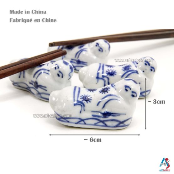 Support Porte-Baguettes en Porcelaine Blanc et Bleu de Chine, Fabriqué en Chine | Décoration et Artisanat Asiatique - Article vendu par la Boutique Art-saigon.com