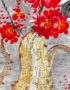Tableau en Bois Laqué Argenté, Fabriqué à la main, Motif 9 Grues et Fleur de Cerisier. Peinture et Panneau Murale du Vietnam. Décoration et Artisanat Asiatique | Article vendu par la Boutique Art-Saigon.com