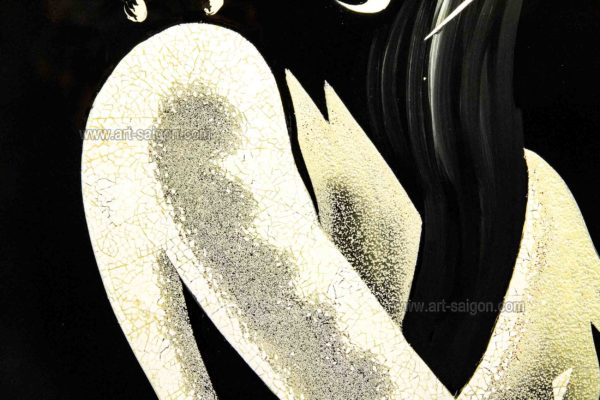 Tableau en Bois Laqué, Fabriqué à la main, Motif Étudiante Vietnamienne. Peinture et Panneau Murale du Vietnam. Décoration et Artisanat Asiatique | Article vendu par la Boutique Art-Saigon.com