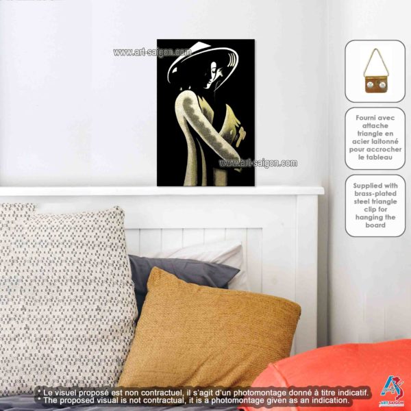 Tableau en Bois Laqué, Fabriqué à la main, Motif Étudiante Vietnamienne. Peinture et Panneau Murale du Vietnam. Décoration et Artisanat Asiatique | Article vendu par la Boutique Art-Saigon.com