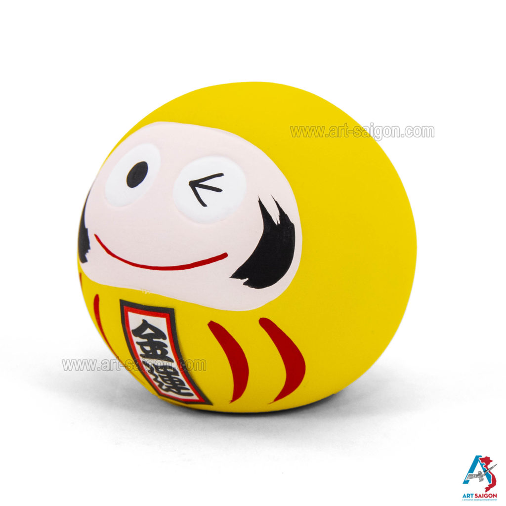 Daruma Japonais Jaune, Fabriqué au Japon. Statuette Porte-Bonheur | Décoration et Artisanat Asiatique - Article vendu par la Boutique Art-Saigon.com