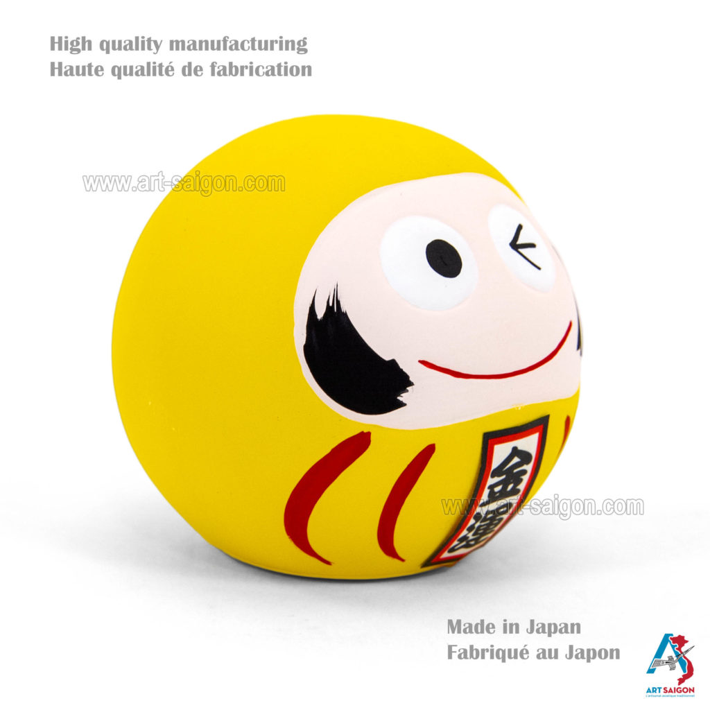 Daruma Japonais Jaune, Fabriqué au Japon. Statuette Porte-Bonheur | Décoration et Artisanat Asiatique - Article vendu par la Boutique Art-Saigon.com