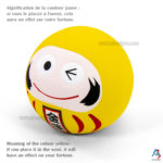 Daruma Japonais Jaune, Fabriqué au Japon. Statuette Porte-Bonheur | Décoration et Artisanat Asiatique - Article vendu par la Boutique Art-Saigon.com