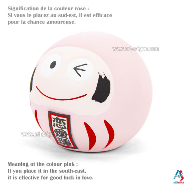 Daruma Japonais Rose, Fabriqué au Japon. Statuette Porte-Bonheur | Décoration et Artisanat Asiatique - Article vendu par la Boutique Art-Saigon.com