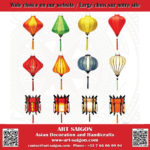 Lampion Asiatique en Soie de la ville de Hoi An au Vietnam, Lanterne Traditionnel en Tissu, Bambou et Bois | Décoration et Artisanat Asiatique - Article vendu par la Boutique Art-saigon.com