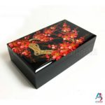 Boite Bijoux en Bois Laqué Noir et Coquille d’œuf, Motif Fleur de Cerisier Rouge. Décoration et Artisanat du Vietnam. Article vendu par la Boutique Art-saigon.com