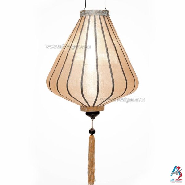 Lampion Asiatique en Soie Champagne Rosé de la ville de Hoi An au Vietnam, Lanterne Traditionnel en Tissu, Bambou et Bois | Décoration et Artisanat Asiatique - Article vendu par la Boutique Art-saigon.com