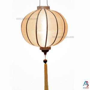 Lampion Asiatique en Soie Champagne Rosé de la ville de Hoi An au Vietnam, Lanterne Traditionnel en Tissu, Bambou et Bois | Décoration et Artisanat Asiatique - Article vendu par la Boutique Art-saigon.com