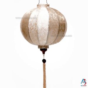 Lampion Asiatique en Soie Champagne Rosé de la ville de Hoi An au Vietnam, Lanterne Traditionnel en Tissu, Bambou et Bois | Décoration et Artisanat Asiatique - Article vendu par la Boutique Art-saigon.com