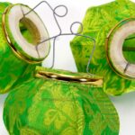 Lampion Asiatique en Soie Vert de la ville de Hoi An au Vietnam, Lanterne Traditionnel en Tissu, Bambou et Bois | Décoration et Artisanat Asiatique - Article vendu par la Boutique Art-saigon.com