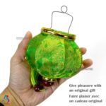 Lampion Asiatique en Soie Vert de la ville de Hoi An au Vietnam, Lanterne Traditionnel en Tissu, Bambou et Bois | Décoration et Artisanat Asiatique - Article vendu par la Boutique Art-saigon.com