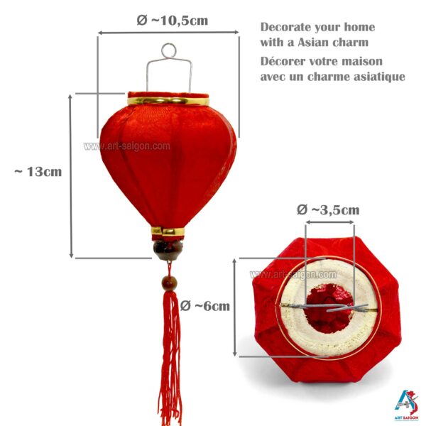 Lampion Asiatique en Soie Rouge de la ville de Hoi An au Vietnam, Lanterne Traditionnel en Tissu, Bambou et Bois | Décoration et Artisanat Asiatique - Article vendu par la Boutique Art-saigon.com