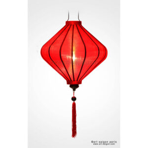 Lampion & Lanterne Asiatique en Soie, Bambou et Bois de couleur Rouge de la ville Hoi An au Vietnam pour votre décoration. Article vendu par la Boutique Art-saigon.com