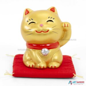 Maneki Neko Doré, Fabriqué au Japon. Chat Porte Bonheur Japonais, Lucky Cat | Décoration et Artisanat Asiatique - Article vendu par la Boutique Art-Saigon.com