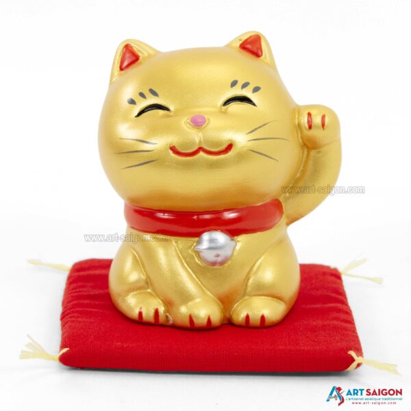 Maneki Neko Doré, Fabriqué au Japon. Chat Porte Bonheur Japonais, Lucky Cat | Décoration et Artisanat Asiatique - Article vendu par la Boutique Art-Saigon.com
