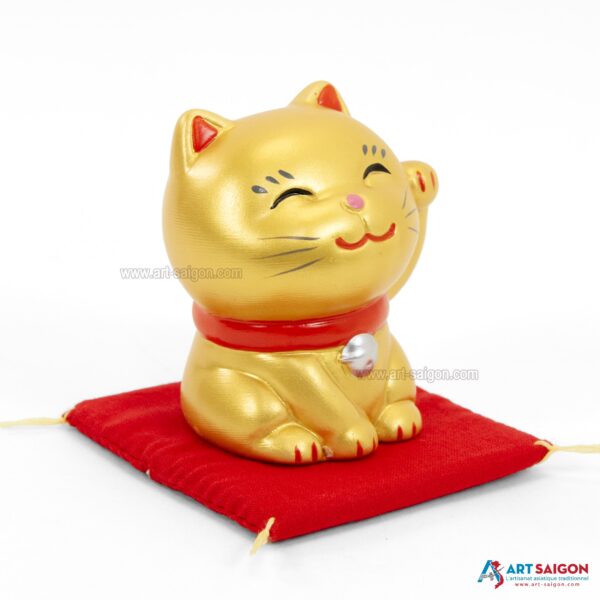 Maneki Neko Doré, Fabriqué au Japon. Chat Porte Bonheur Japonais, Lucky Cat | Décoration et Artisanat Asiatique - Article vendu par la Boutique Art-Saigon.com