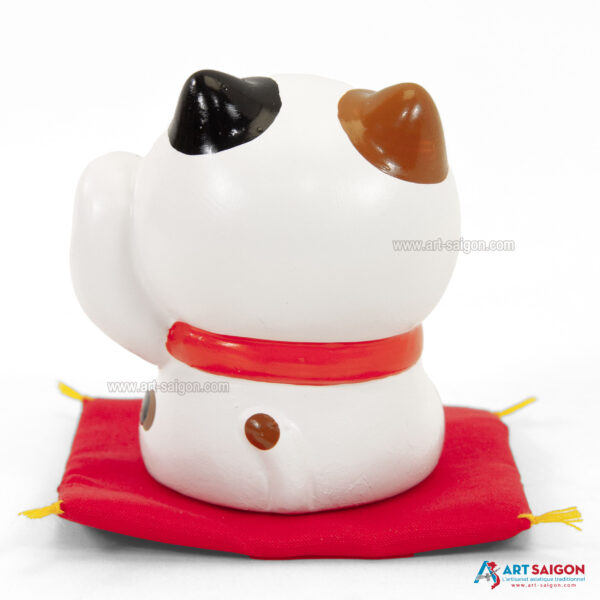 Maneki Neko Blanc, Fabriqué au Japon. Chat Porte Bonheur Japonais, Lucky Cat | Décoration et Artisanat Asiatique - Article vendu par la Boutique Art-Saigon.com
