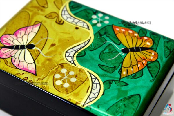 Boite Bijoux en Bois Laqué - Motif Papillon . Décoration et Artisanat du Vietnam. Article vendu par la Boutique Art-saigon.com