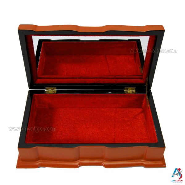 Boite à Bijoux en Bois Laqué Rouge Orangé et Nacre  (L24cm)(réf. S54-8171) – Image 2