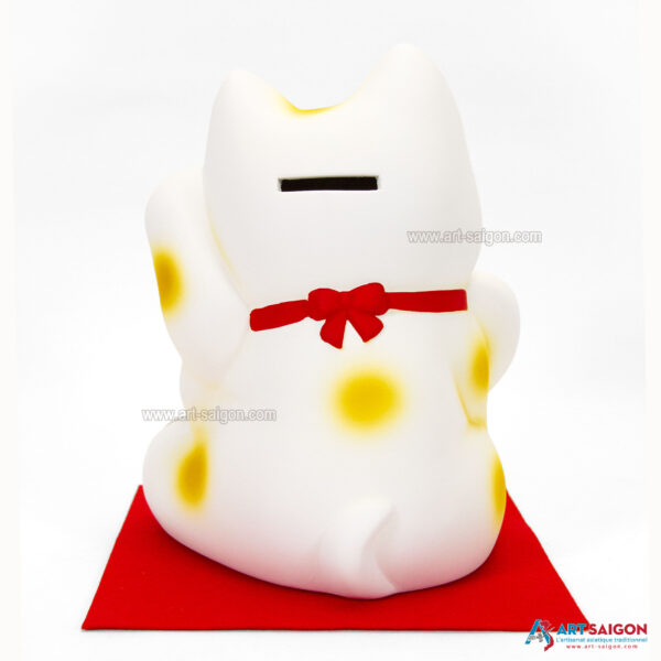Maneki Neko Blanc, Tirelire, Fabriqué au Japon. Chat Porte Bonheur Japonais, Lucky Cat | Décoration et Artisanat Asiatique - Article vendu par la Boutique Art-Saigon.com