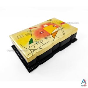 Boite Bijoux en Bois Laqué Dorée, Motif Art Moderne. Décoration et Artisanat du Vietnam. Article vendu par la Boutique Art-saigon.com