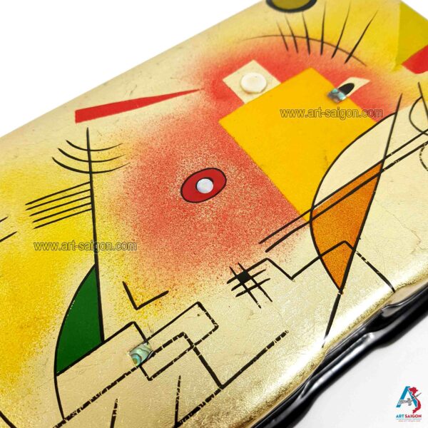 Boite Bijoux en Bois Laqué Dorée, Motif Art Moderne. Décoration et Artisanat du Vietnam. Article vendu par la Boutique Art-saigon.com