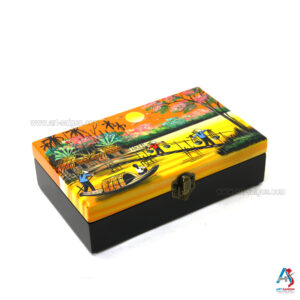 Boite à Bijoux en Bois Laqué Peint - La Campagne du Vietnam (L20cm)(réf. S59-8831)