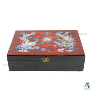 Boite à Bijoux en Bois Laqué et Nacre - Motif Dragon et Phénix (L30cm)(réf. S59-9193)