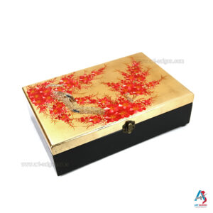 Boite à Bijoux en Bois Laqué Doré - Fleurs de Cerisier (L30cm)(réf. S59-9208)