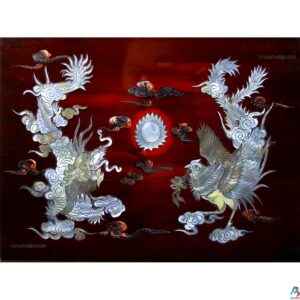 Tableau en Bois Laqué, Dragon et Phénix, Fabriqué à la main. Panneau Murale du Vietnam | Décoration et Artisanat Asiatique | Article vendu par la Boutique Art-Saigon.com