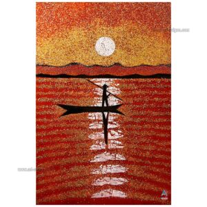 Tableau en Bois Laqué, Le Pêcheur Vietnamien, Fabriqué à la main. Panneau Murale du Vietnam | Décoration et Artisanat Asiatique | Article vendu par la Boutique Art-Saigon.com