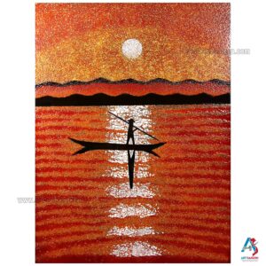 Tableau en Bois Laqué, Le Pêcheur Vietnamien, Fabriqué à la main. Panneau Murale du Vietnam | Décoration et Artisanat Asiatique | Article vendu par la Boutique Art-Saigon.com