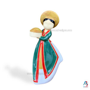 Statuette en terre cuite - Jeune Mariée Vietnamienne - Artisanat du Vietnam (H20cm)(réf. A20-3)