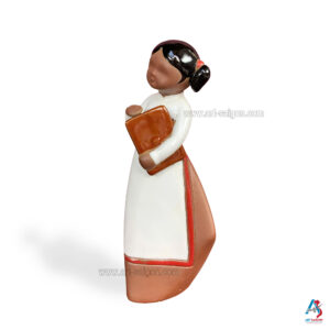 Statuette en terre cuite - Écolière - Artisanat du Vietnam (H20cm)(réf. A51-1)