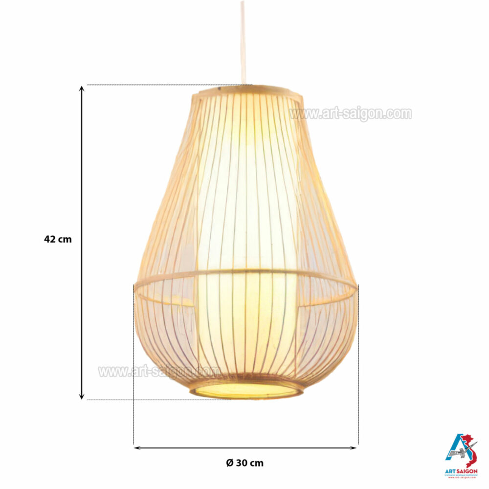 Lampion Abat-Jour en Bambou Ø30cm - Suspension Lanterne Artisanale du Vietnam (réf. S65-22) – Image 3
